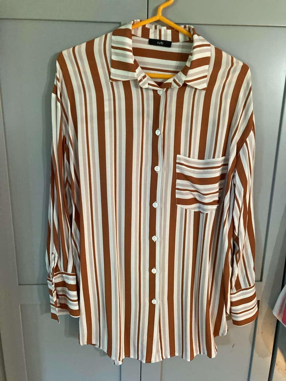 Ruti Rust & White Striped Button-Up Shirt Oversized
